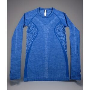 Lululemon Restless Pullover Women 4 Heathered Lakeside Blue Slim Fit Mid-Layer